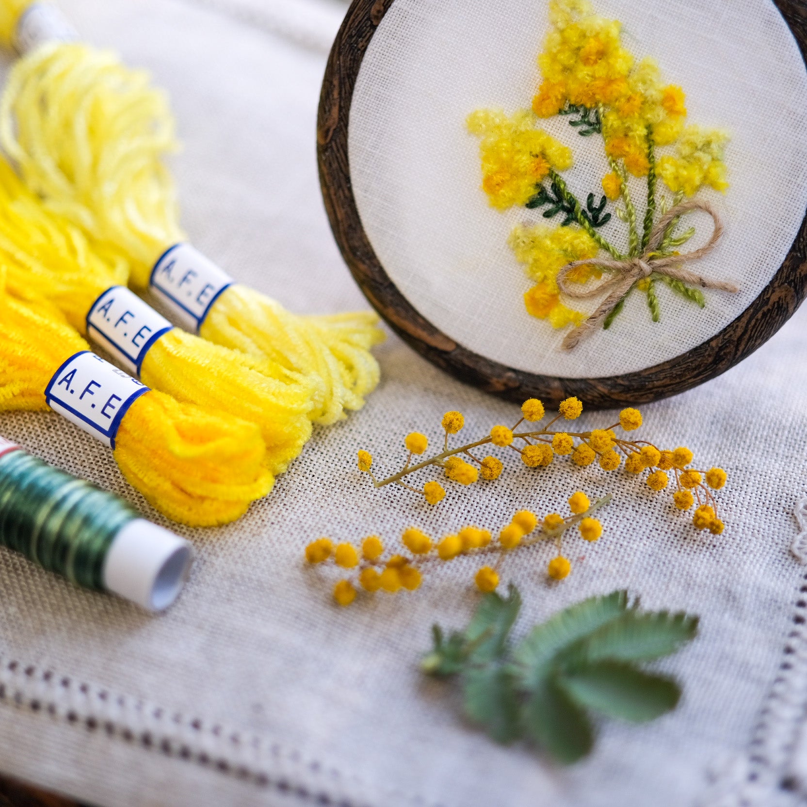 A.01💛ミモザの花刺繍製作キット〜