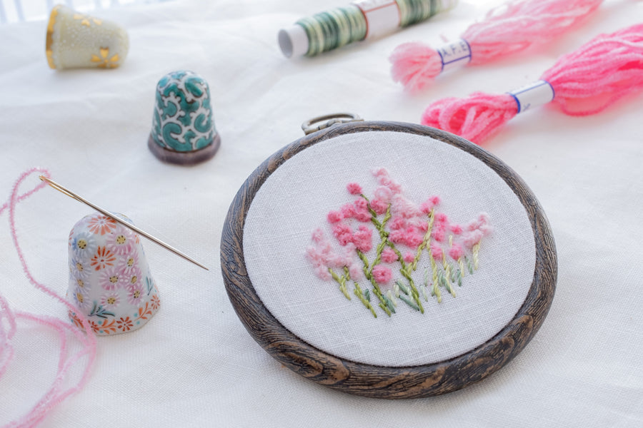 A.06💗カリフォルニアローズの花刺繍製作キット〜